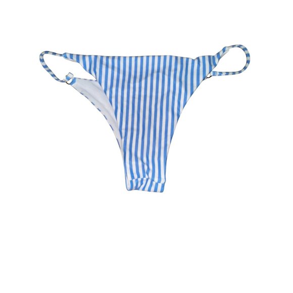 Blue & White Striped Triangle Bikini Large Two Piece Swimsuit Bathing Suit‎ Cute - Picture 3 of 5